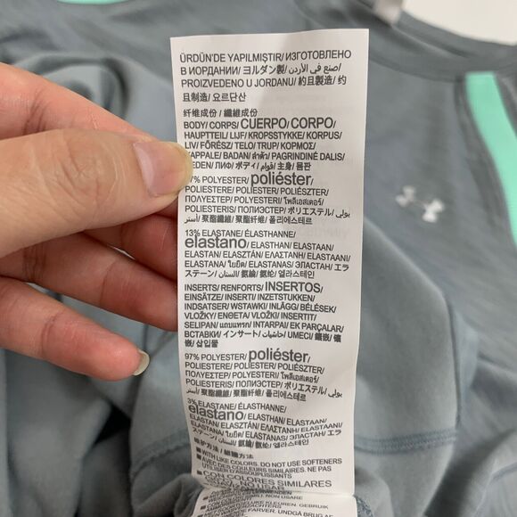 Under Armour Shirt Women XL Extra Large Gray Mint Micro Fleece Raglan Thumbhole - Picture 10 of 14